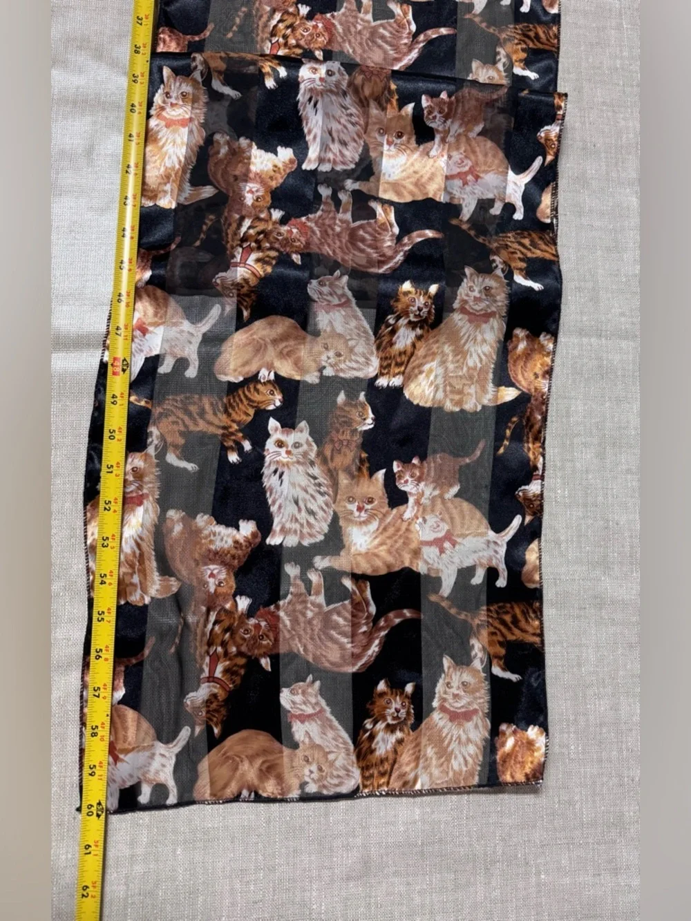 Vintage Oblong Orange Ginger Cat Scarf Silky Polyester 13x60